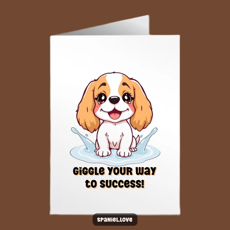 Free Printable Congrats Card: Giggling Spaniel Splash, Cheerful Downloadable Gift