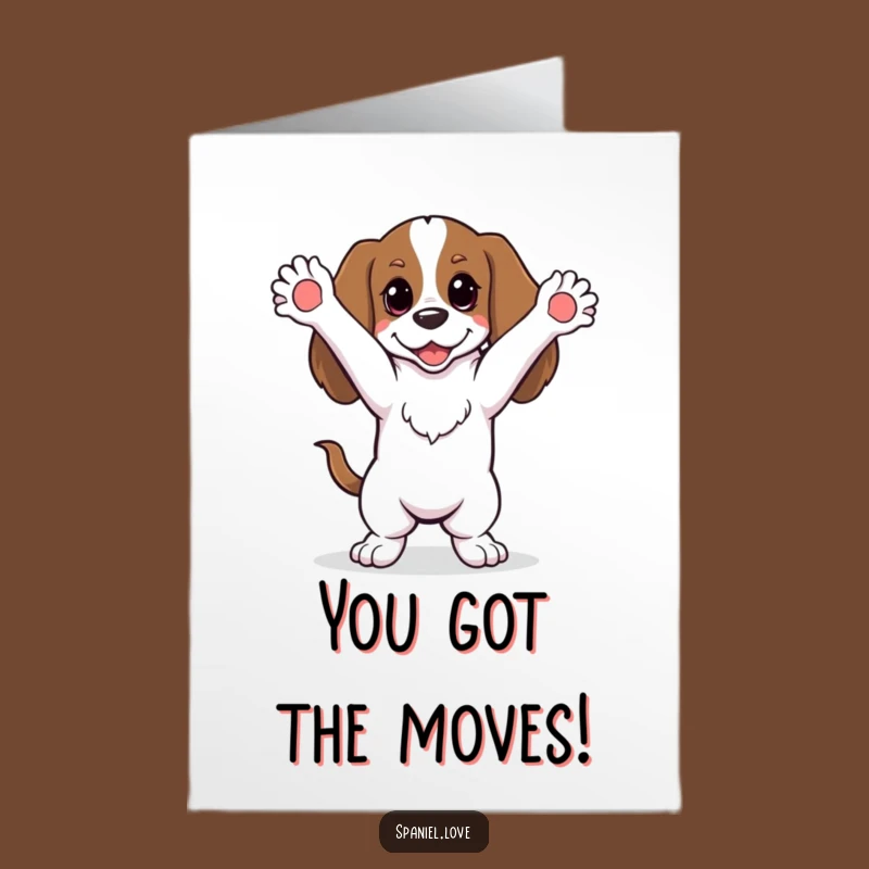 Free Printable Congrats Spaniel Card: Silly Dancing Doggy Celebration