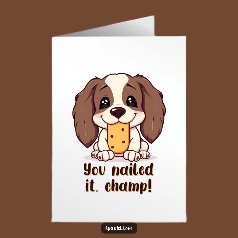 Free Printable Congrats Card: Silly Spaniel Treat Balance, Perfect Downloadable Gift