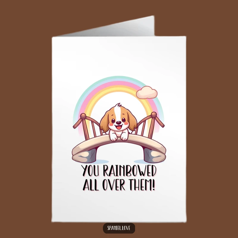 Free Printable Congrats Card: Spaniel Rainbow Slide - Funny Downloadable Art