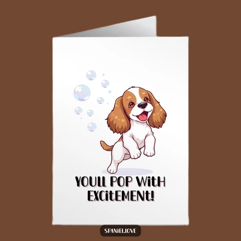 Free Printable Congrats Card: Spaniel Bubble Joy, Humorous Downloadable Gift