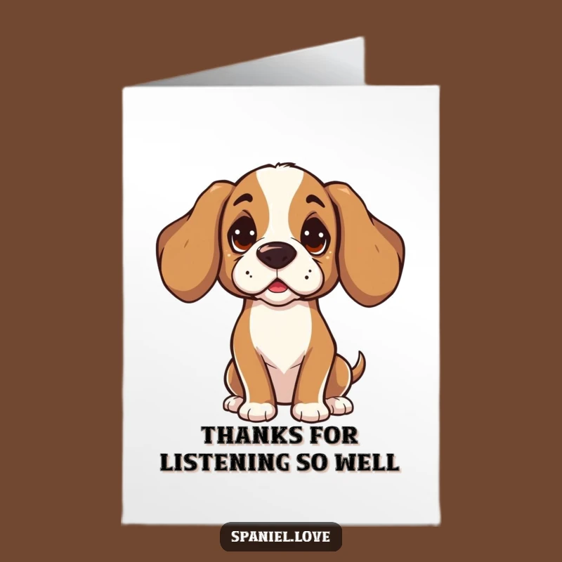 Free Printable Thank You Card: Attentive Spaniel, Head Tilt, Downloadable Gift