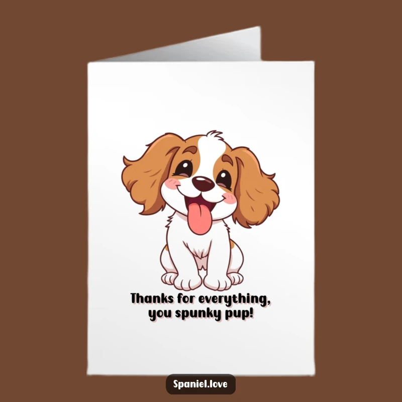 Free Printable Thank You Card: Excited Spaniel Spins, Heartfelt Dog Humor Downloadable Gift