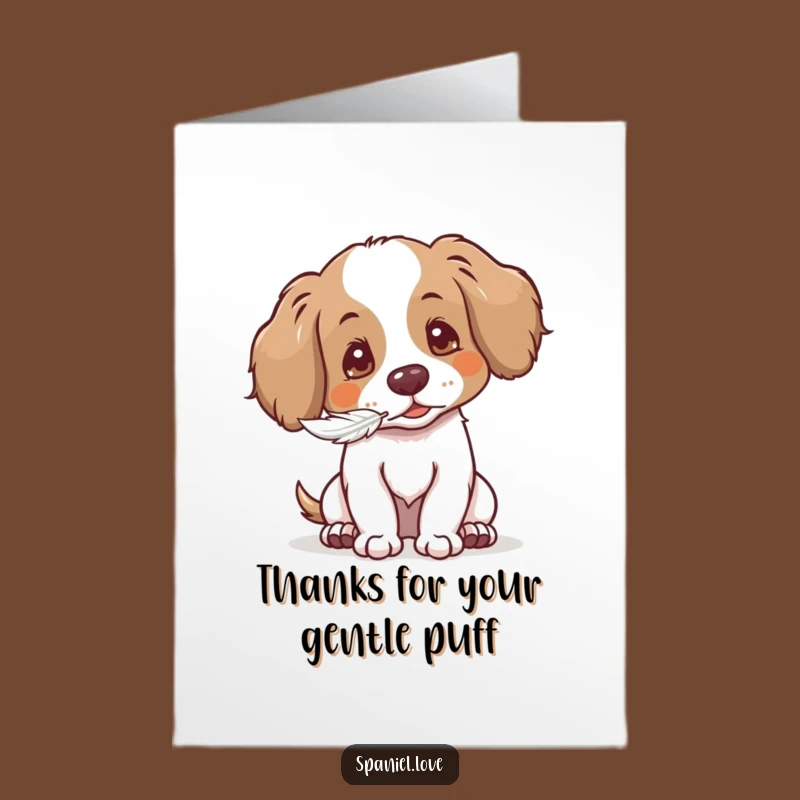Free Printable Thank You Card: Gentle Spaniel Seed Puff Funny Downloadable Gift