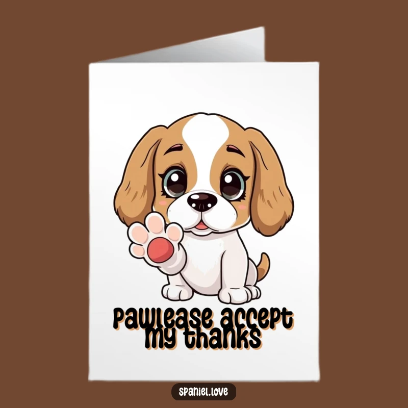 Free Printable Thank You Card: Adoring Spaniel, Paw Offer, Downloadable Sweet Gift