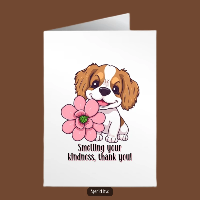 Free Printable Thank You Card: Goofy Spaniel Giant Flower Funny Gift