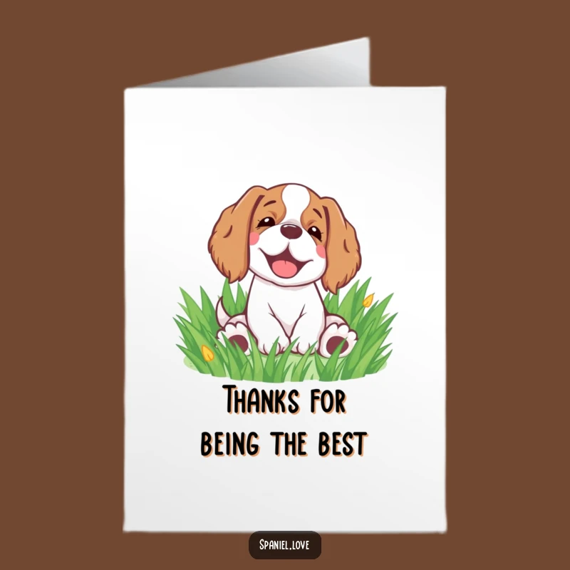 Free Printable Thank You Card: Rolling Spaniel - Happy & Relaxed Downloadable Gift!