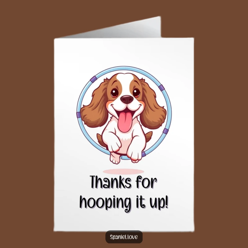 Free Printable Thank You Card: Spaniel Hoop Trick, Fun Downloadable Gift