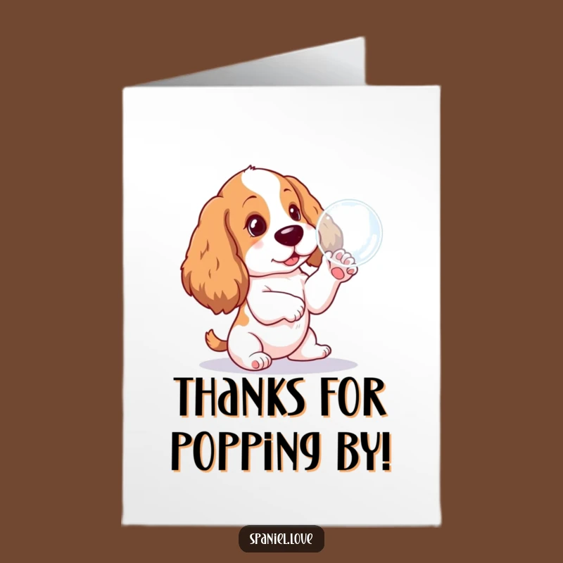 Free Printable Thank You Card: Funny Spaniel Pup Bubbles for a Grateful Downloadable Gift