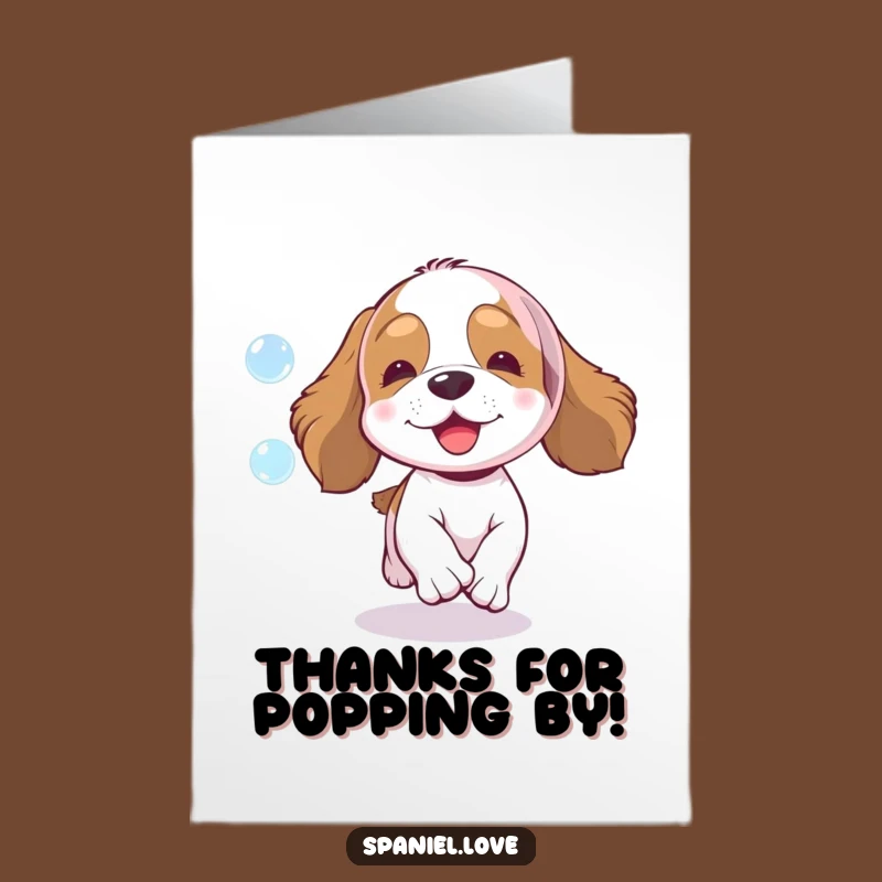Free Printable Thank You Card: Funny Spaniel Bubble Fun, Downloadable Gift of Gratitude
