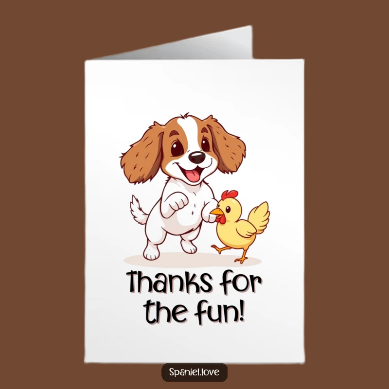 Free Printable Spaniel Thank You Card: Funny Fetching Dog Downloadable Greeting