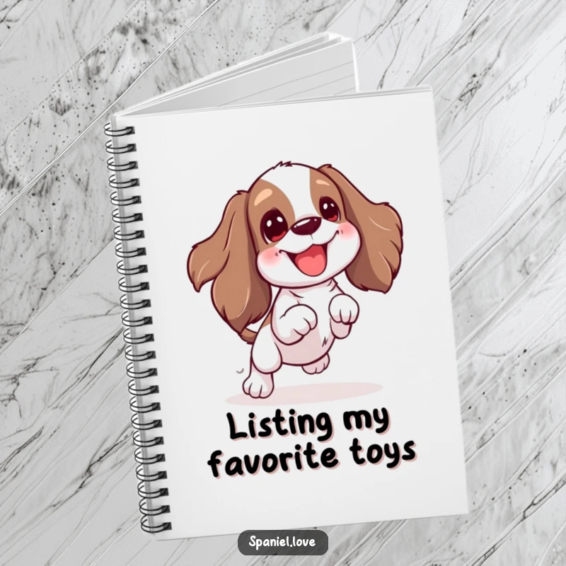 Funny Spaniel notebook with an excited wiggle and jump for a toy. This journal inspires creativity and energetic thinking for all your writing needs.