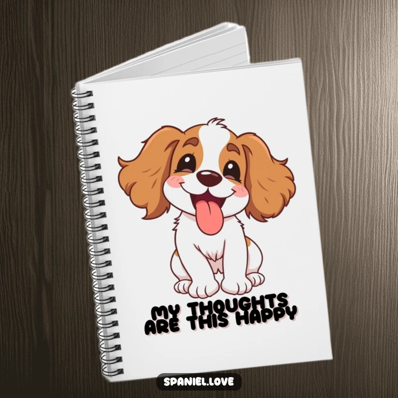 Funny Spaniel Notebook: A gleeful dog spinning with delight, tongue happily out, perfect for jotting down humorous notes.