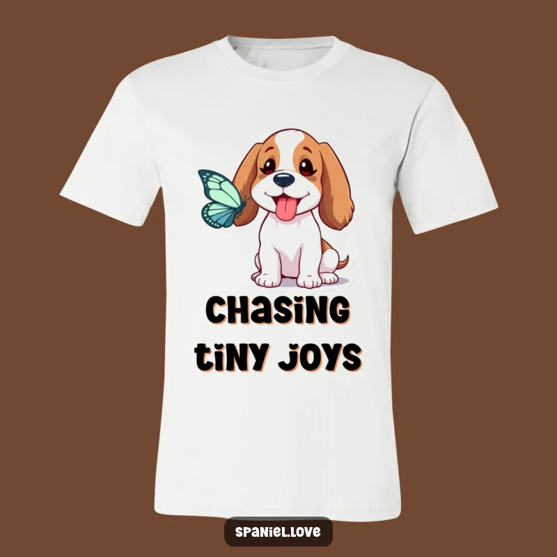 Funny Spaniel Butterfly Chase T-Shirt: Wear Your Dog's Silly Side