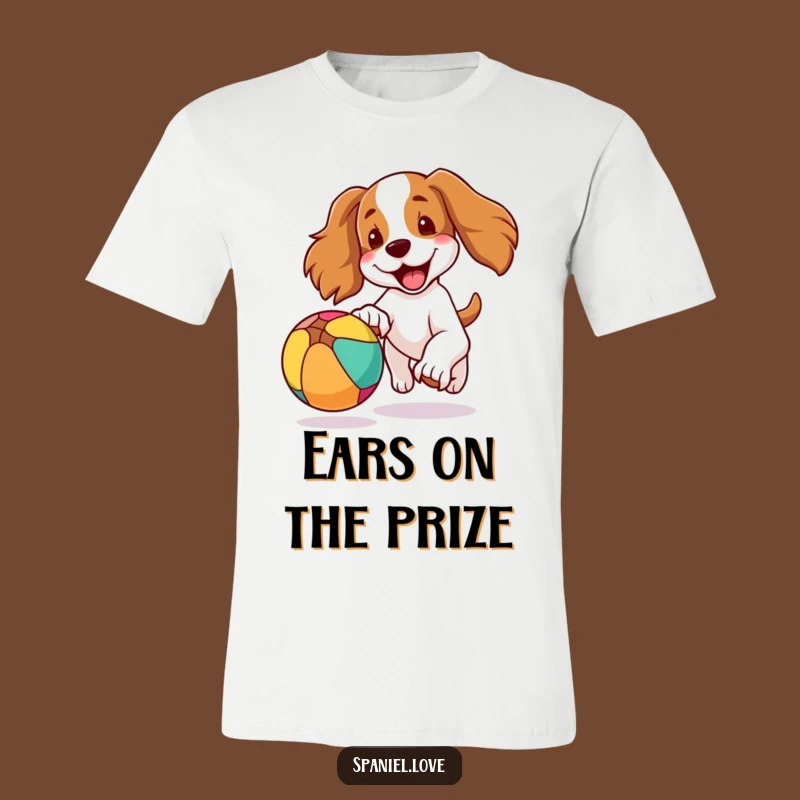 Funny Spaniel Ears Flapping T-Shirt: Joyful Dog Ball Chase Gift