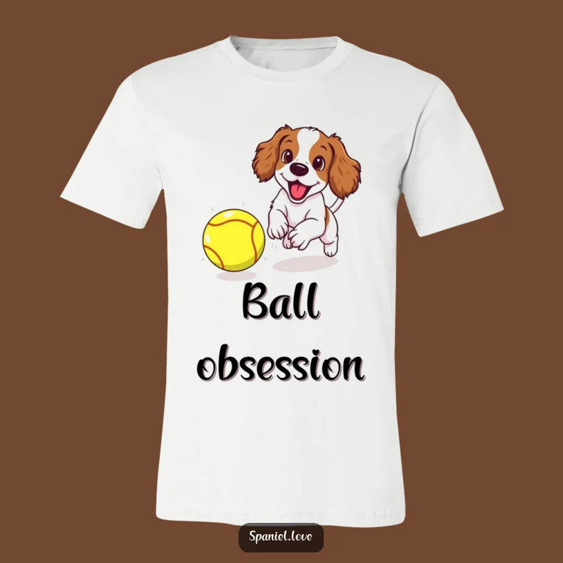 Funny Spaniel Puppy T-Shirt: Chasing Giant Ball, Humorous Dog Tee