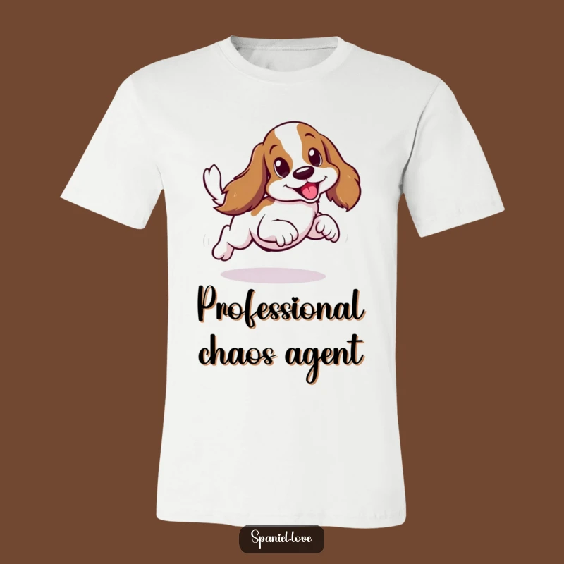 Funny Spaniel Scurry T-Shirt - Energetic Waggly Tail Dog Humor Tee