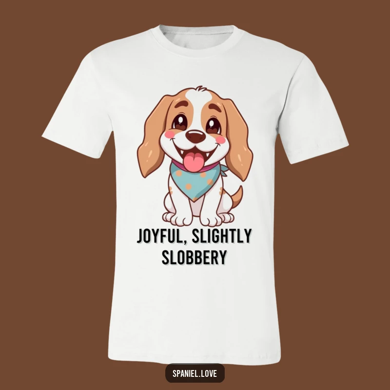 Happy Spaniel Bandana T-Shirt - Cheerful Dog Panting Humor Tee