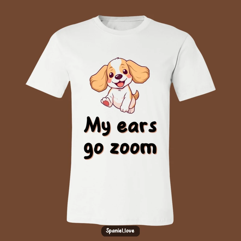 Funny Spaniel T-Shirt: Floppy Ears Flying in Mid-Air, Hilarious Dog Gift