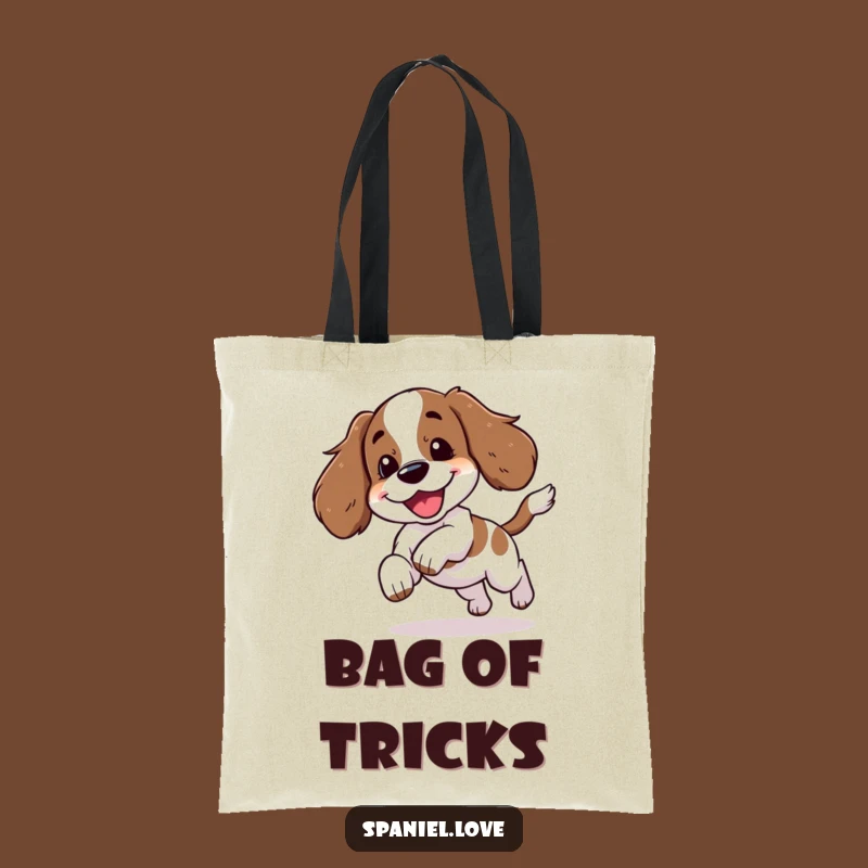 Funny Spaniel Chasing Tail Yipping Tote Bag: Carry Your Fun
