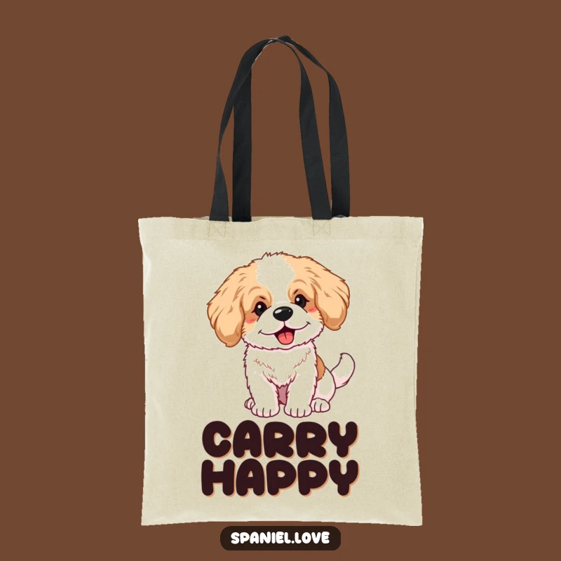 Funny Fluffy Spaniel Puppy Big Ears Wagging Tail Tote: Carry Joy