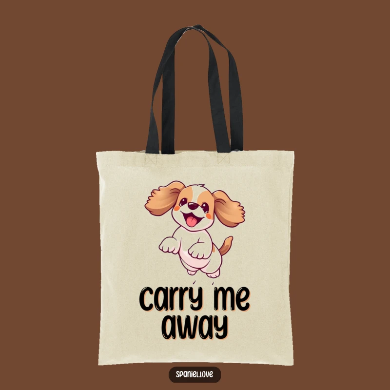 Funny Kawaii Spaniel Tote Bag: Joyful Leap, Floppy Ears, Humorous Accessory