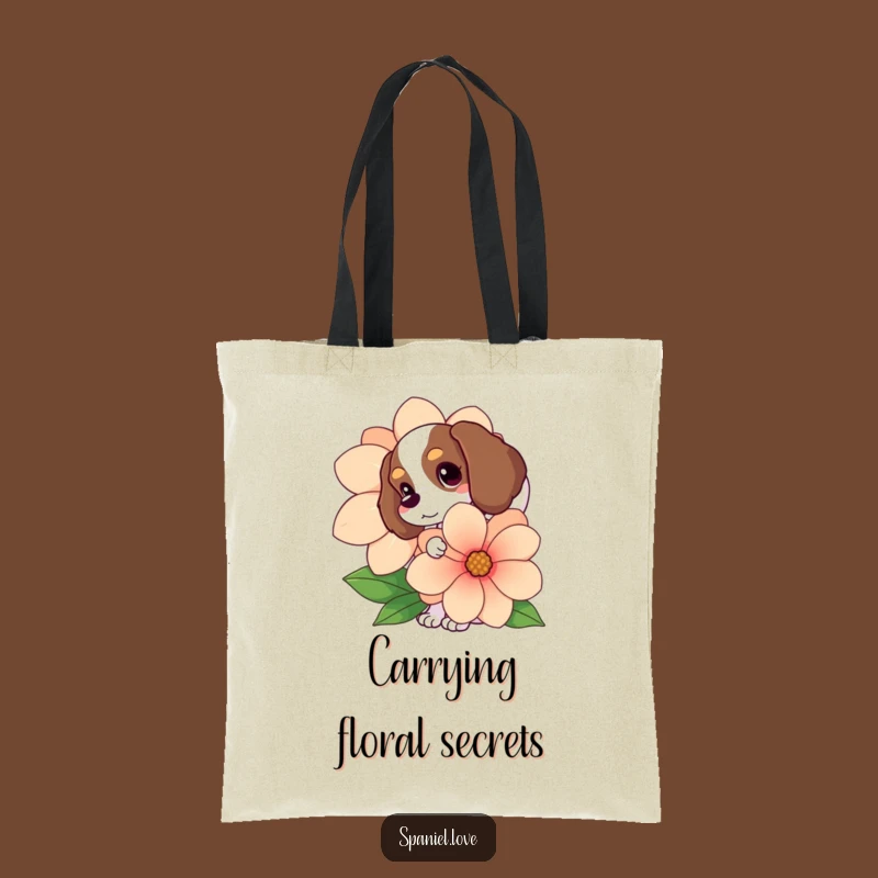 Funny Spaniel Flower Peek Tote Bag: Stylish Floral Dog Accessory Gift
