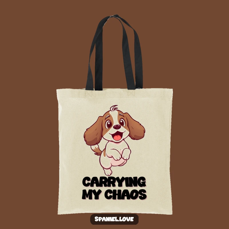 Funny Spaniel Tail Tote Bag: Carry Your Laughs with a Surprised Pup.