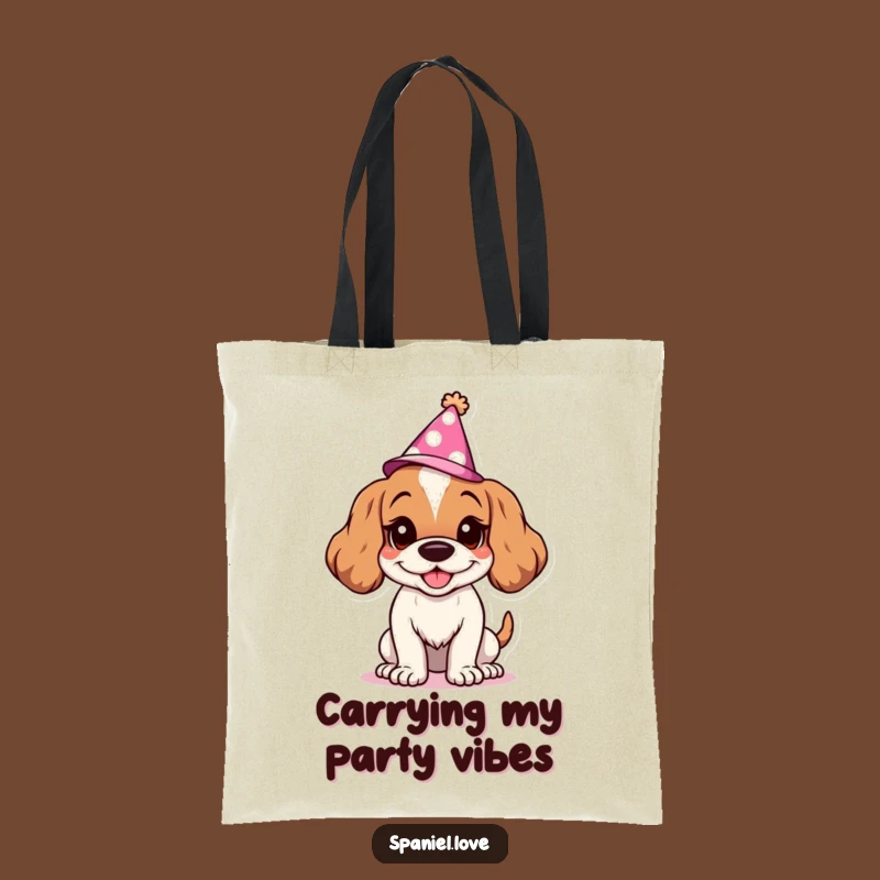 Funny Spaniel Party Tote: Goofy Grin Bag for Essential Fun