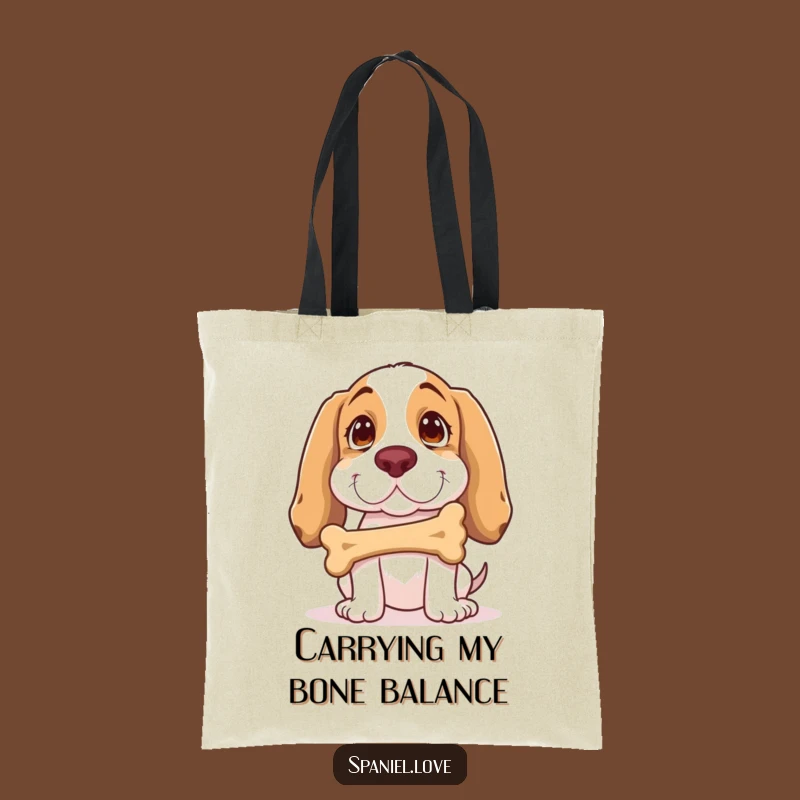 Funny Spaniel Bone Balance Tote Bag: Carry Your Essentials with Canine Charm