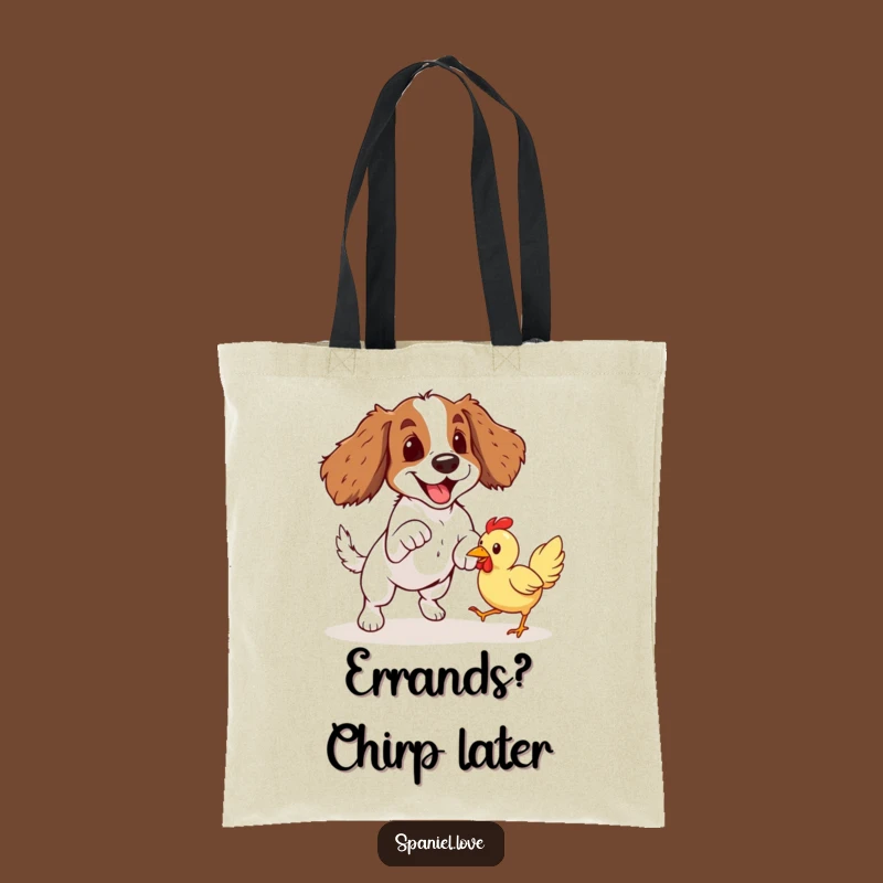 Funny Spaniel Chicken Chase Tote Bag: Carry Your Playtime Essentials with a Hilarious Design