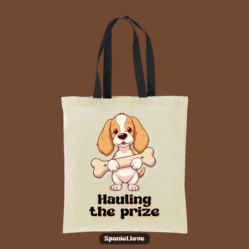 Funny Spaniel Big Bone Tote Bag: Carry Your Prize in Style