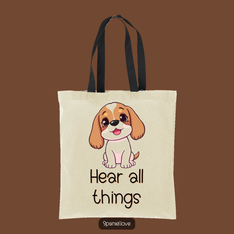 Funny Tilted Spaniel Tote Bag: Carry Your Curiosity with Canine Style