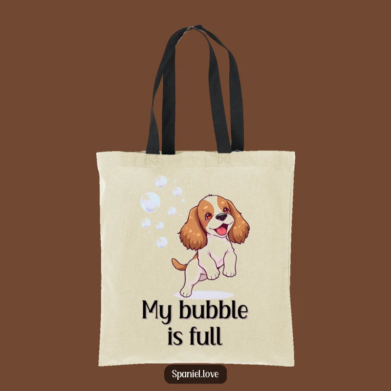 Funny Happy Spaniel Bubble Tote Bag: Carry Your Joyful Essentials!